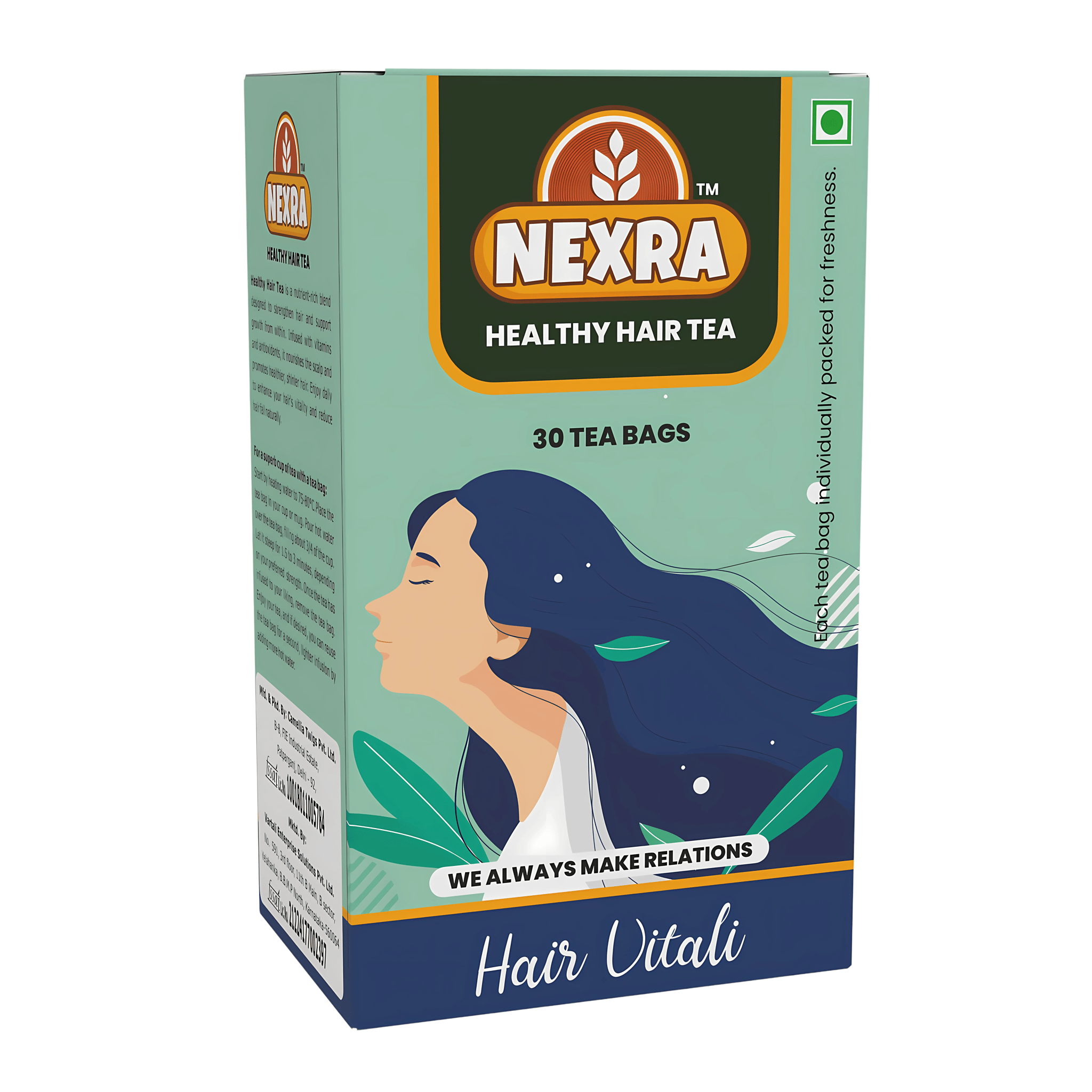 Nexra - Healthy Hair Tea - 30 Tea Bags | Nourishing Herbal Blend for Strong, Shiny, and Healthy Hair | Natural Ingredients for Hair Wellness, 60g