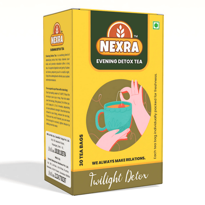 Nexra - Evening Detox Tea - 30 Tea Bags | For Gentle Cleansing, Relaxation, and Wellness Support | Green Tea | 100% caffeine free tea