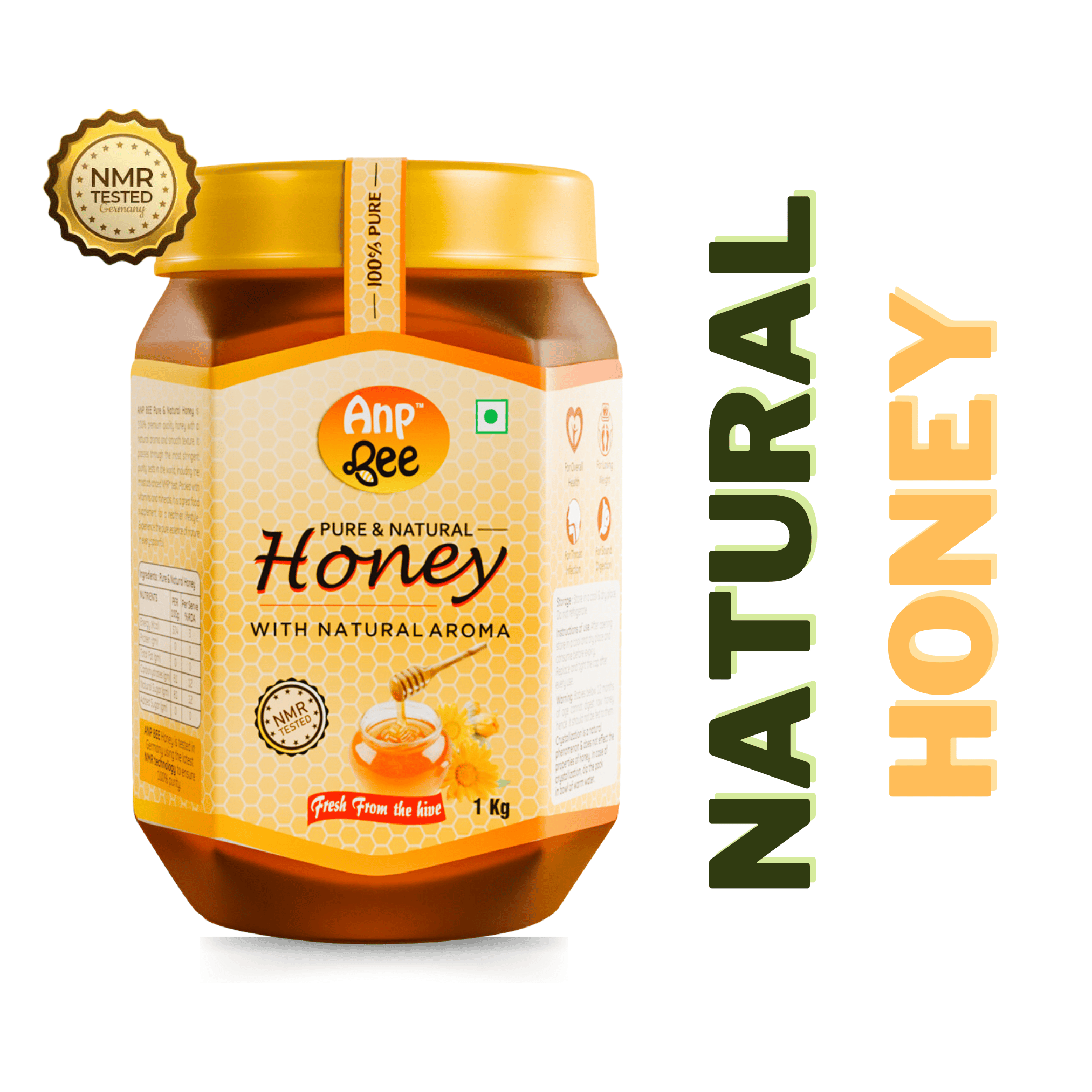 ANP BEE Raw Natural Honey 1kg I NMR Approved Pure Honey I Helps in Weight Loss & Boost Immunity, Unprocessed, and Unfiltered I Beekeeper Honey