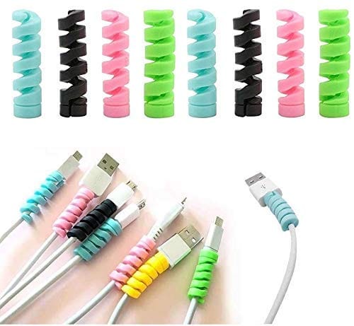 Set of 4-16 Pcs) Multicoloured Protection Spiral Cable & Wire Protectors Spring Wire for All Wired Accessories for USB Charger, Data Cable, Earphone, Elastic Cord Saver