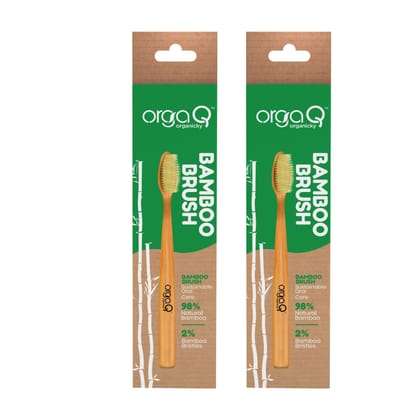 Orgaq Organicky Natural Bamboo ToothBrush With Castor Bean Bristle for Oral Care| Eco Friendly