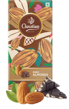 Chocolian Bakers Almond Dark Chocolate Bar | 100% Veg | Eggless | 72GM