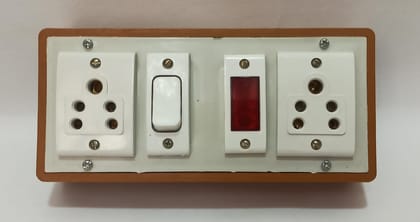 6A 2 Sockets (5 Pin Socket) & 1 Switch Extension Box with Indicator & without Wire