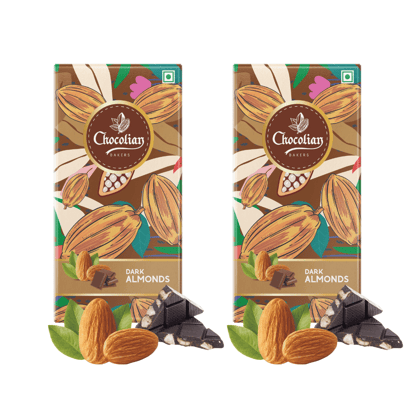 Chocolian Bakers Almond Dark Chocolate Bar | 100% Veg | Eggless |