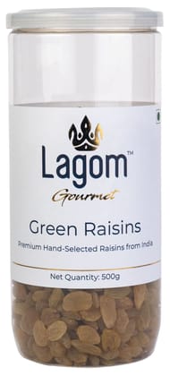 Lagom Gourmet Seedless Green Raisins 500g | All Natural | No Preservatives | No Added Sugar | Gluten Free | Vegan | Pant Based | Non GMO | Raisins Dry Fruits | Kishmish | Kismis