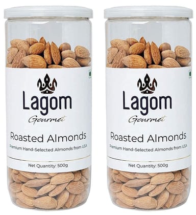 Lagom Gourmet Roasted & Salted California Almonds 1 kg | Badam | Lightly Salted | Dry Roasted | Roasted To Perfection | No Preservatives | No Artificial Flavors | Gluten Free | Vegan | Non GMO | Nuts Dry Fruits