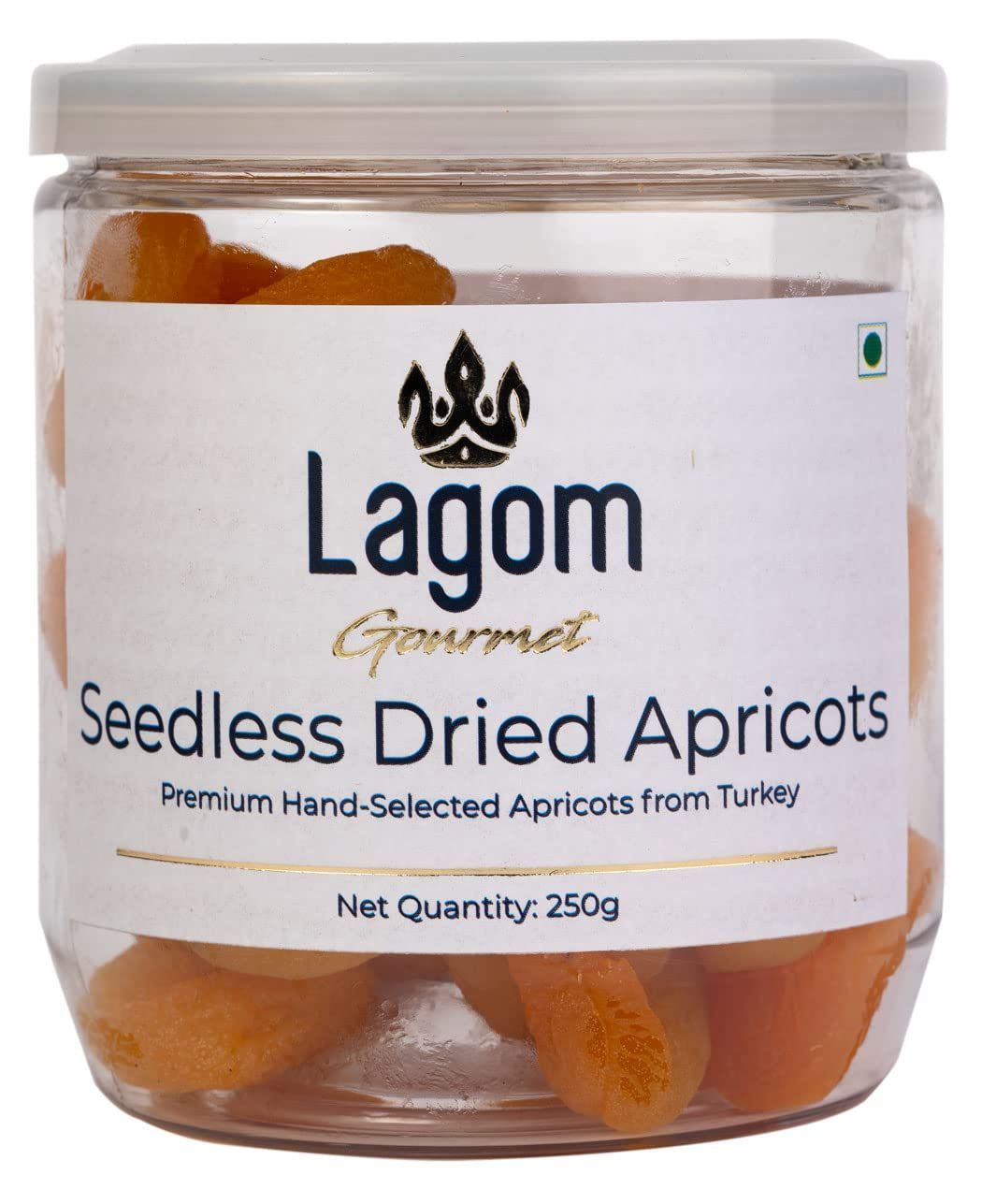 Lagom Turkish Dried Apricots 250g | Sun Dried | No Added Sugar | Gluten Free | Vegan | Non GMO | Apricots Dry Fruits