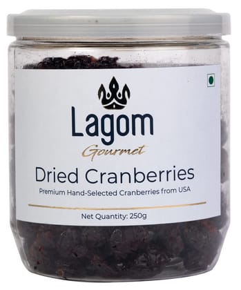 Lagom Classic American Dried Cranberries 250g | Gluten Free | Vegan | Plant Based | Non GMO | Cranberry Dry Fruit