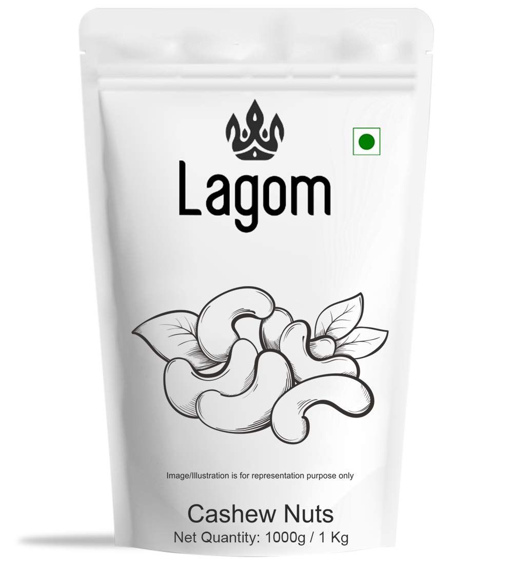 Lagom Indian Cashew Nuts W320 1 kg | Kaju | All Natural | No Preservatives | No Artificial Flavour | Gluten Free | Vegan | Plant Based | Non GMO | Nuts Dry Fruits