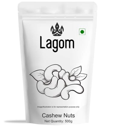 Lagom Indian Cashew Nuts W320 500g | Kaju | All Natural | No Preservatives | No Artificial Flavour | Gluten Free | Vegan | Plant Based | Non GMO | Nuts Dry Fruits