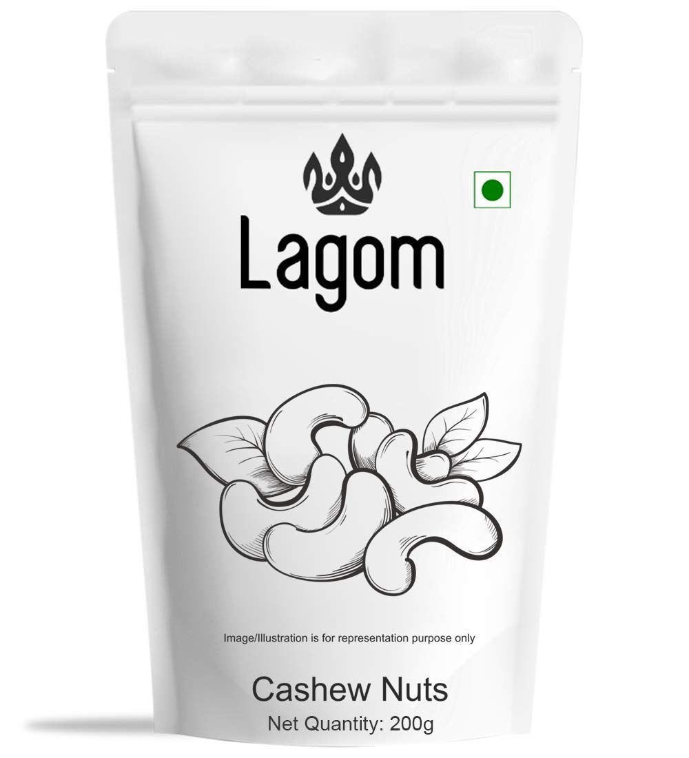 Lagom Indian Cashew Nuts W320 200g | Kaju | All Natural | No Preservatives | No Artificial Flavour | Gluten Free | Vegan | Plant Based | Non GMO | Nuts Dry Fruits