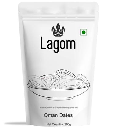 Lagom Omani Dates 200g | All Natural | No Preservatives | No Added Sugar | Gluten Free | Vegan | Plant Based | Non GMO | Dates Dry Fruits | Khajur | Khajoor | Khejur