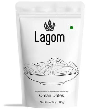 Lagom Omani Dates 500g | All Natural | No Preservatives | No Added Sugar | Gluten Free | Vegan | Plant Based | Non GMO | Dates Dry Fruits | Khajur | Khajoor | Khejur