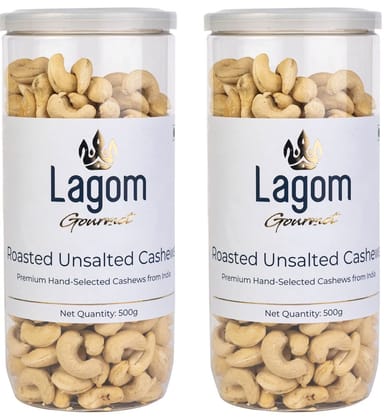 Lagom Gourmet Roasted Unsalted Cashew Nuts 1 kg | Kaju | No Salt | Dry Roasted | Roasted To Perfection | No Preservatives | No Artificial Flavors | Gluten Free | Vegan | Non GMO | Nuts Dry Fruits