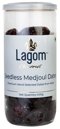 Lagom Gourmet Seedless Jumbo Medjoul / Medjool Dates 400g | All Natural | No Preservatives | No Added Sugar | Gluten Free | Vegan | Plant Based | Non GMO | Dates Dry Fruits | Khajur | Khajoor | Khejur