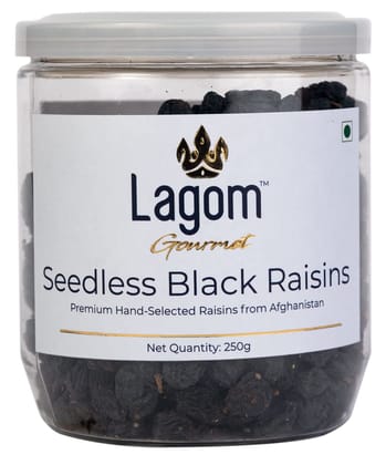 Lagom Seedless Black Raisins 250g | All Natural | No Preservatives | No Added Sugar | Gluten Free | Vegan | Pant Based | Non GMO | Raisins Dry Fruits | Kishmish | Kismis | Kaali Drakh