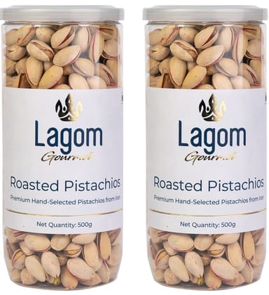 Lagom Gourmet Roasted & Salted Pistachios 1 kg | Lightly Salted | Dry Roasted | No Preservatives | No Artificial Flavors | Gluten Free | Vegan | Non GMO | Nuts | Pista Dry Fruits