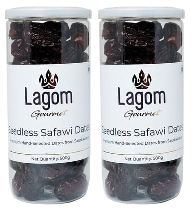 Lagom Gourmet Seedless Saudi Safawi Dates 1 kg | All Natural | No Preservatives | No Added Sugar | Gluten Free | Vegan | Plant Based | Non GMO | Dates Dry Fruits | Khajur | Khajoor | Khejur