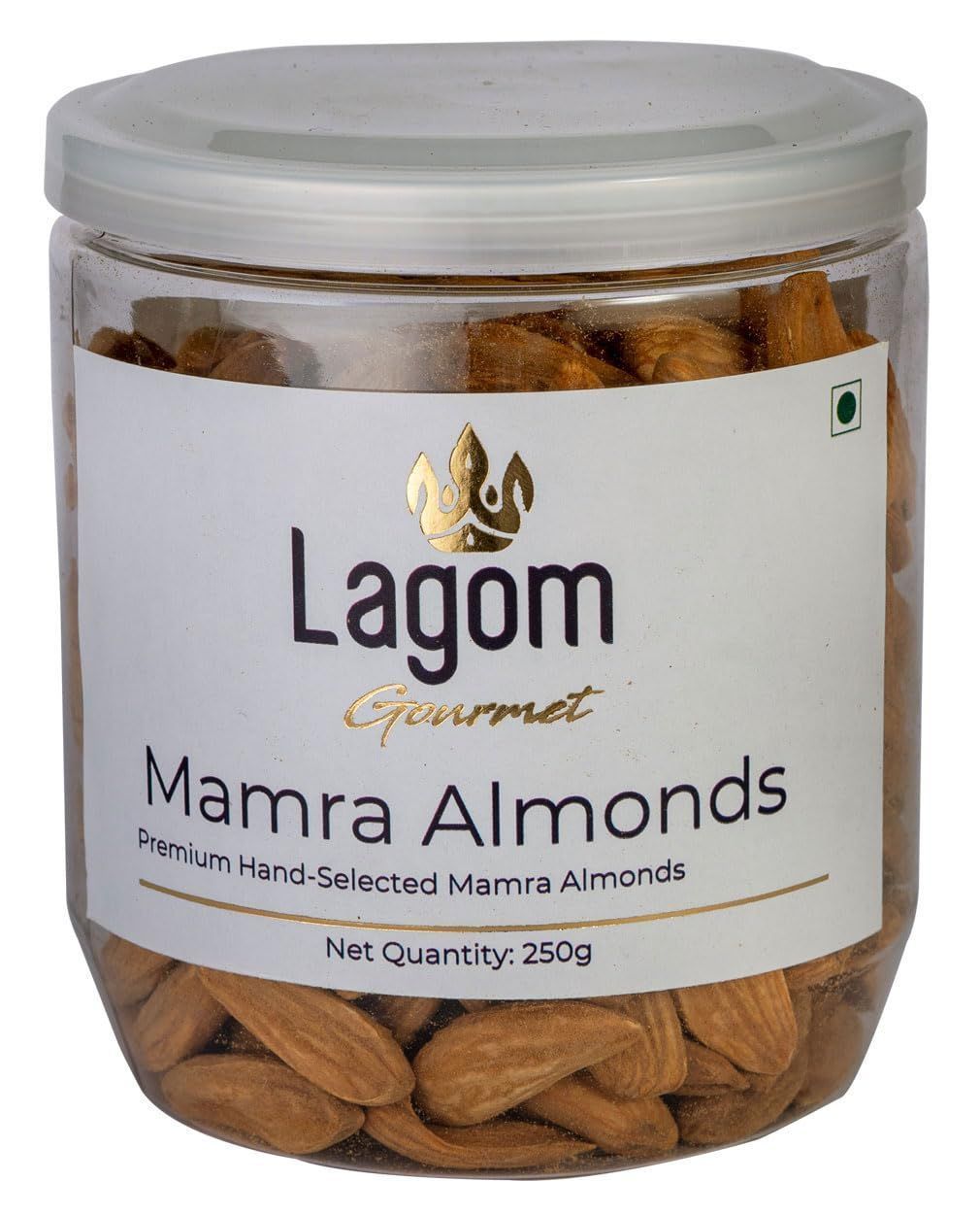 Lagom Gourmet Jumbo Mamra Almonds 250g | All Natural | No Preservatives | No Additives | Gluten Free | Vegan | Non GMO | Nuts Dry Fruits | Mamra Giri | Mamra Badam