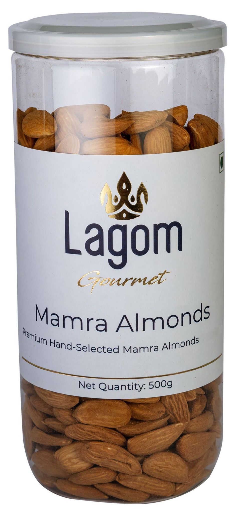 Lagom Gourmet Jumbo Mamra Almonds 500g | All Natural | No Preservatives | No Additives | Gluten Free | Vegan | Non GMO | Nuts Dry Fruits | Mamra Giri | Mamra Badam