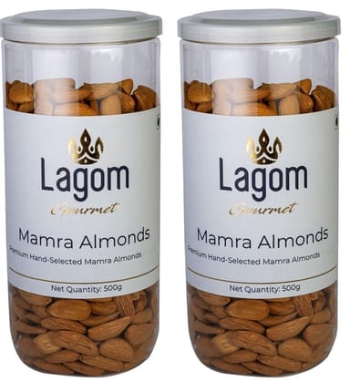 Lagom Gourmet Jumbo Mamra Almonds 1 kg | All Natural | No Preservatives | No Additives | Gluten Free | Vegan | Non GMO | Nuts Dry Fruits | Mamra Giri | Mamra Badam