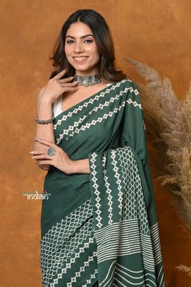 Handblock Printed Cotton Saree With Natural Dyes