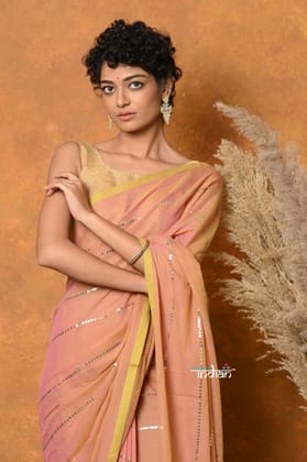 Designer Mul Cotton Handloom Saree with Sequins