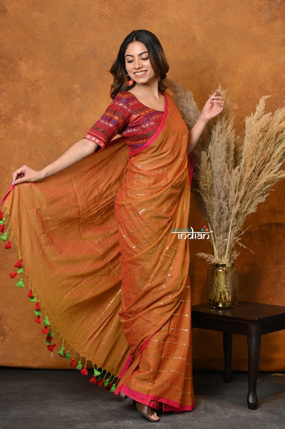 Designer Mul Cotton Handloom Saree with Sequins