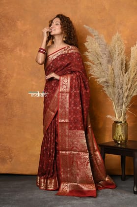 Modal Silk Ajrakh Handblock Printed Natural Dyes With Designer Border