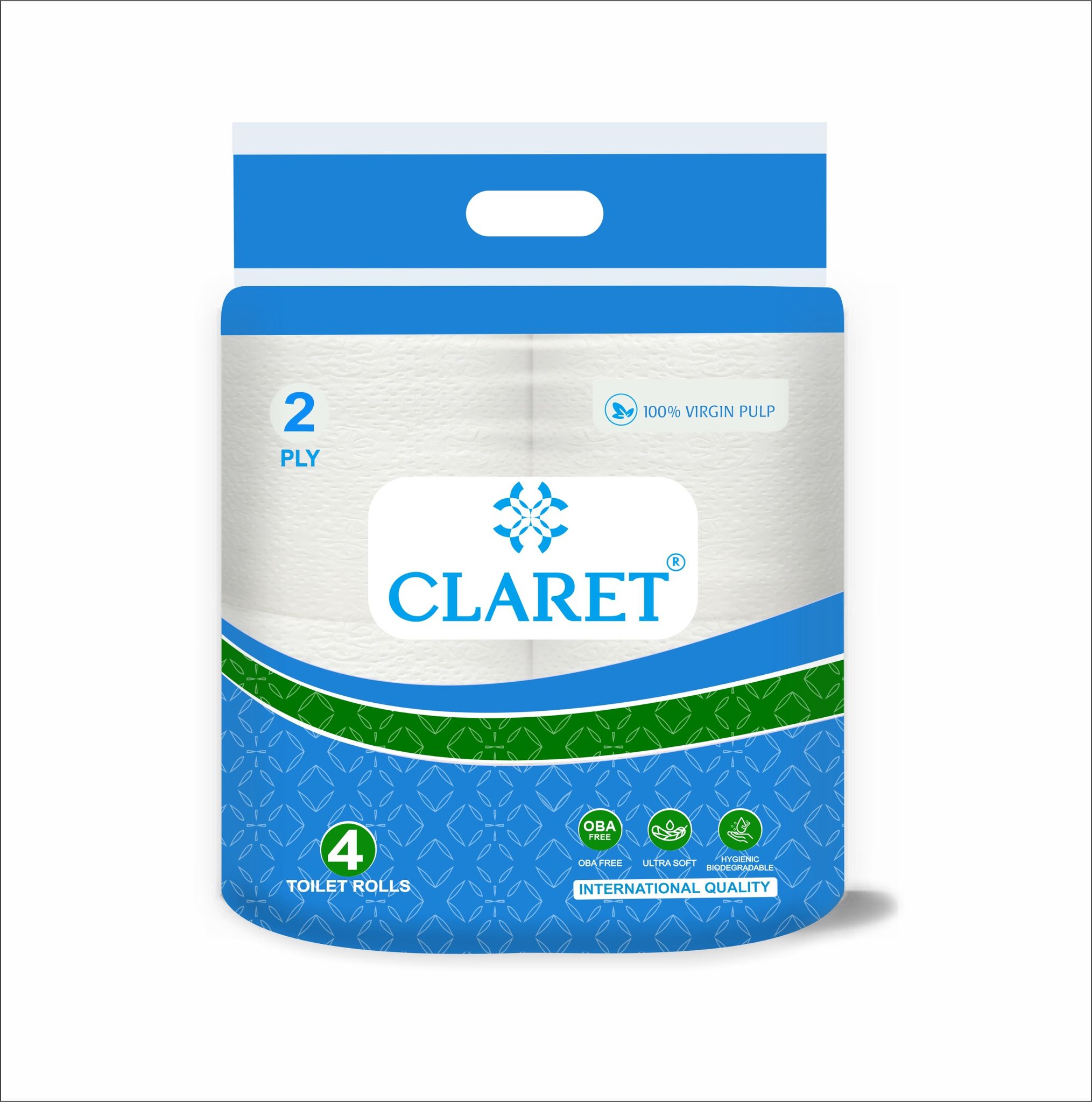 Claret Super Soft Toilet Paper – Hygienic & Super Soft, Toilet Paper, Hygienic, Eco-Friendly, Virgin Pulp, 100% Virgin Pulp (4 Rolls, 300 Pulls Each)