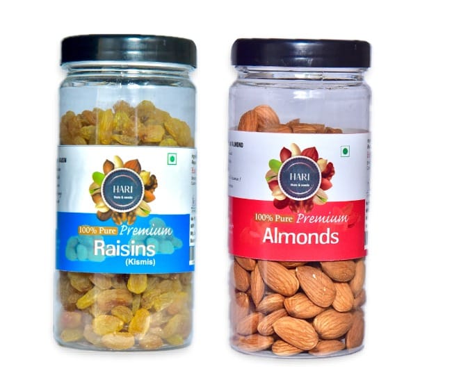  HARI 100% Pure Premium Raisins (Kismis) and Almonds Combo