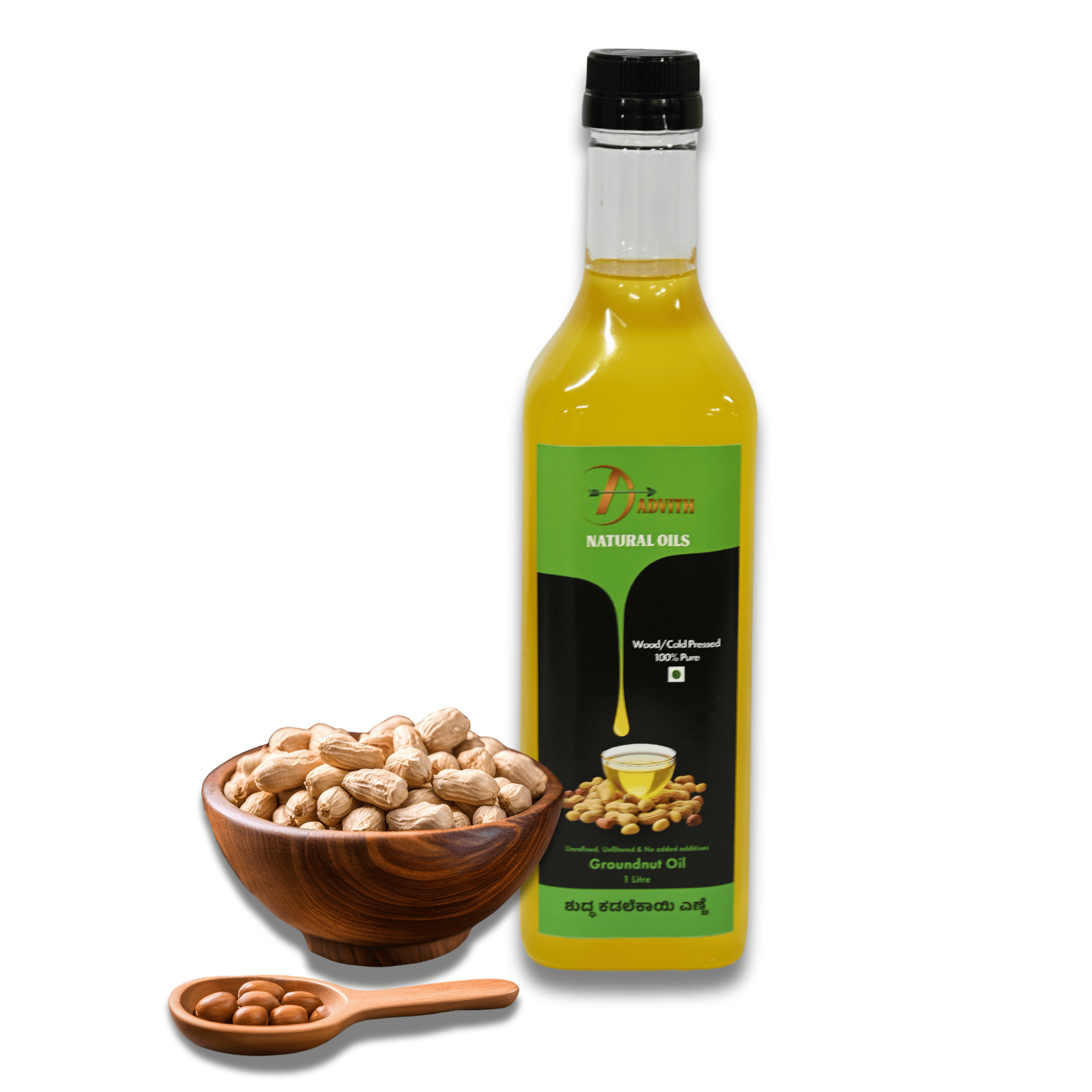 Advith Natural Wood/Cold Pressed Groundnut oil 1 Liter