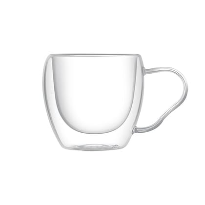  Double Wall Glass Coffee Mug with Handle, 12 oz