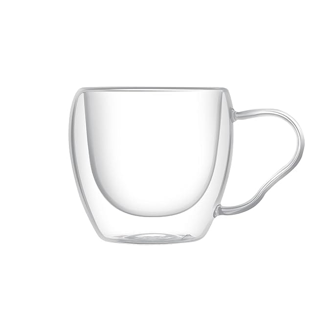  Double Wall Glass Coffee Mug with Handle, 12 oz