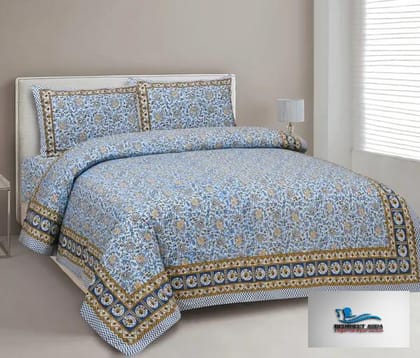 Hometrade India-Standard King Size (90*108 Inches) Double Bedsheet With 2 Pillow Cover-3005