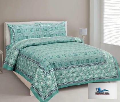 Hometrade India-Standard King Size (90*108 Inches) Double Bedsheet With 2 Pillow Cover-3003