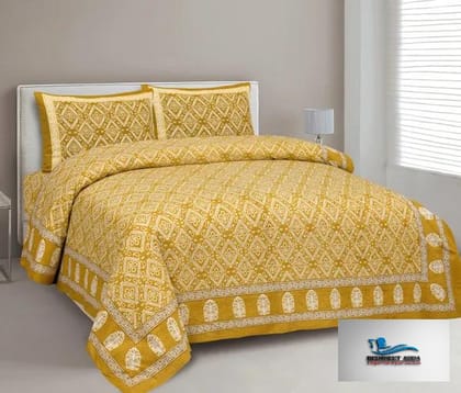 Hometrade India-Standard King Size (90*108 Inches) Double Bedsheet With 2 Pillow Cover-RJ-14-Jaipur lining-3013