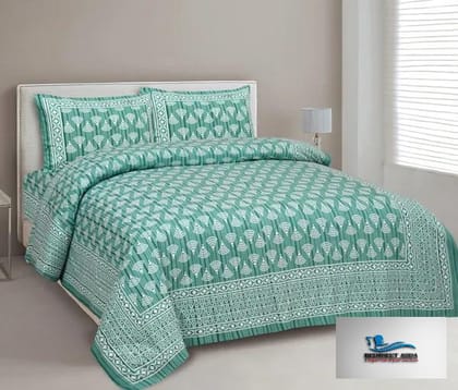 Hometrade India-Standard King Size (90*108 Inches) Double Bedsheet With 2 Pillow Cover-RJ-14-Jaipur lining-3015