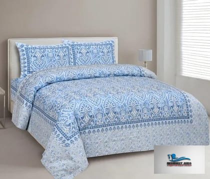 Hometrade India-Standard King Size (90*108 Inches) Double Bedsheet With 2 Pillow Cover-RJ-14-Jaipur lining-3030