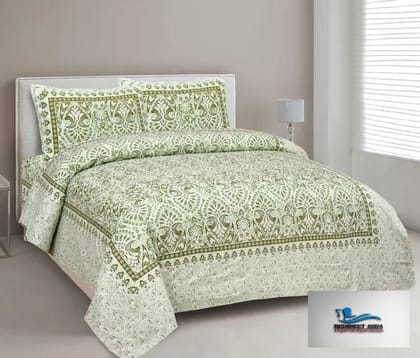 Hometrade India-Standard King Size (90*108 Inches) Double Bedsheet With 2 Pillow Cover-RJ-14-Jaipur lining-3011