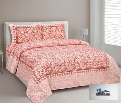 Hometrade India-Standard King Size (90*108 Inches) Double Bedsheet With 2 Pillow Cover-RJ-14-Jaipur lining-3040