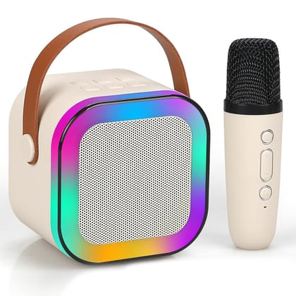  Portable Bluetooth Speaker with Microphone, Wireless Speaker with LED Lights,Waterproof Speaker for Outdoor,Karaoke Machine for Home Party