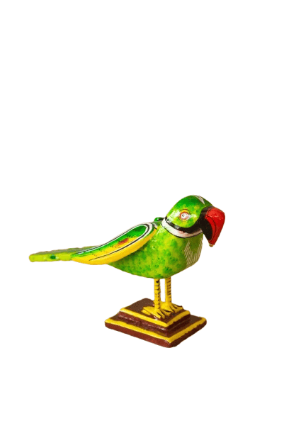  Wooden Hand Painted Parrot Figurine