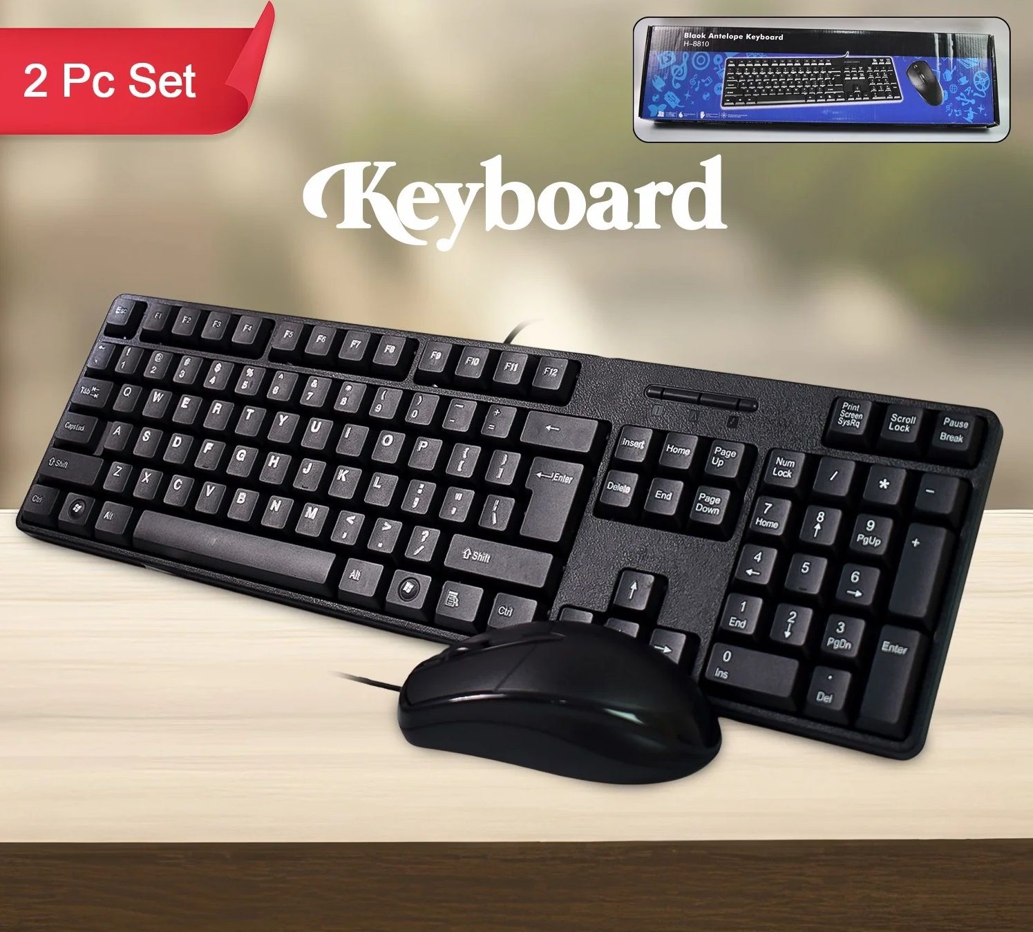 Wired USB Keyboard 107 Keys & Mouse Set (2 Pc Set)