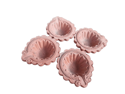  Handmade Terracotta Diya Oil Lamps for Diwali Decoration and Diwali Gifts (Set of 4)