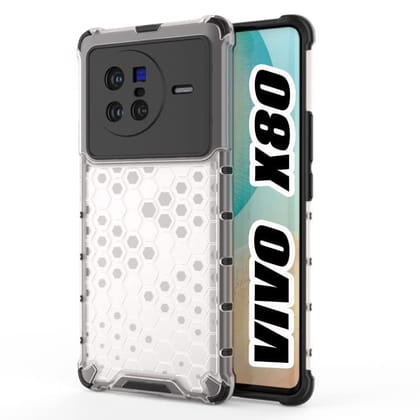 Faircost for Vivo X80 5G Hybrid Shockproof Back Cover Hard Outside Soft Inside- (Polycabonate::Transparent)