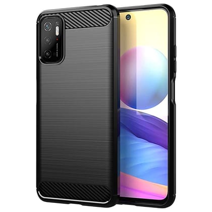 Faircost for Xiaomi Poco M3 Pro Carbon Fiber Hybrid Armor Shock Proof TPU Back Cover- Black