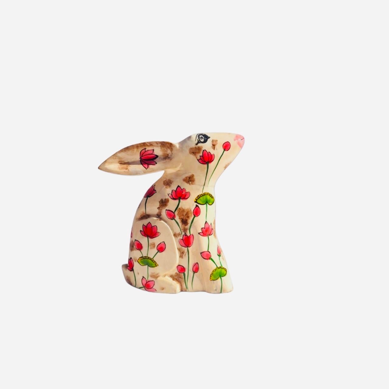 WOODEN RABBIT HOME DECORATED PEACE