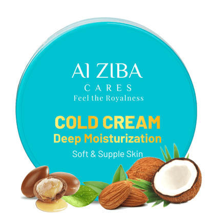 ALZIBA CARES  Vegan Deep Moisturization Cold Cream with Shea Butter, Argan, Olive, Almond, Coconut & Rose Oil and Vitamin E | For Deep Moisturization, Soft and Supple Skin | 100GMs | for Men and Women, all Skin Types