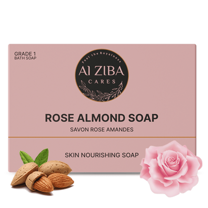 ALZIBA CARES Rose Almond Soap (Pack of 4)  with Rose Oil, Almond Oil and Glycerine  | For Clean, Nourished, Moisturized Skin   | High TFM (Grade 1), Vegan  | For all Skin Types  | 100G * 4 Soap Bar